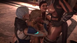 Cassie sucking Sindel with help from Skarlet and Frost