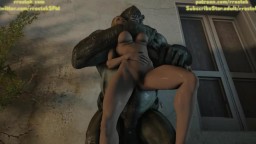 Sonya Blade from Mortal Kombat X fucked from behind by a huge cock monster