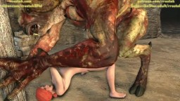 Constrained Triss Merigold fucked and stomach bulged by a massive Chort Monster